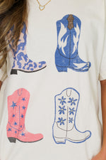 Cowgirl Boots Oversized Tee-Cream
