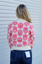 Retro Flower Sweater- Red