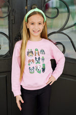 Lucky Dog Sweatshirt-Light Pink