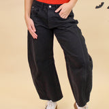 black barrel jeans