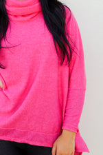 Comfy Cowl Neck Top-Hot Pink