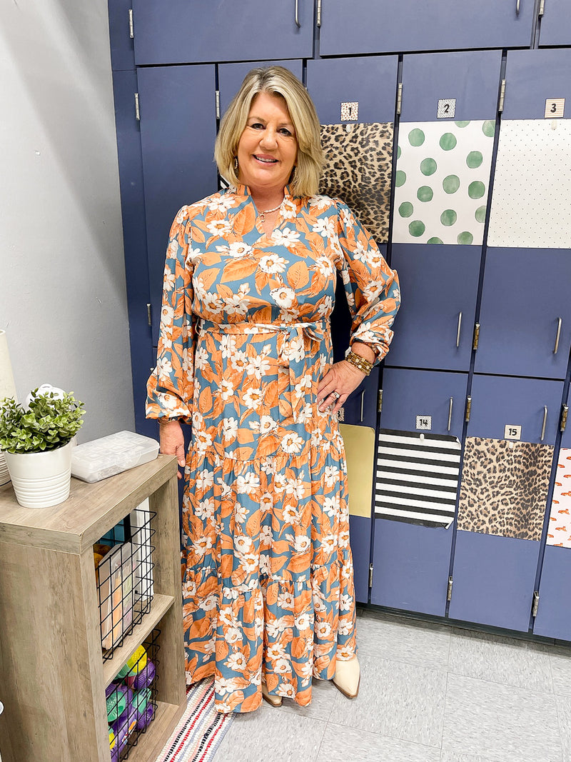 Fall Floral Maxi-Teal