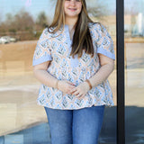 Pin Stripe Floral Top