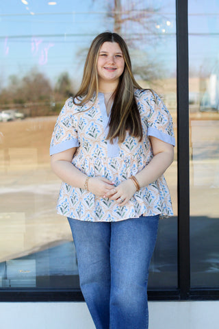 Pin Stripe Floral Top