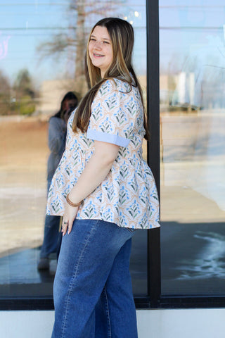 Pin Stripe Floral Top