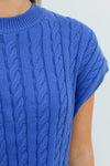 Stylish Cable Knit Sweater-Royal Blue