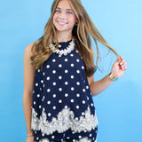 Lace Trim Polka Dot Tank