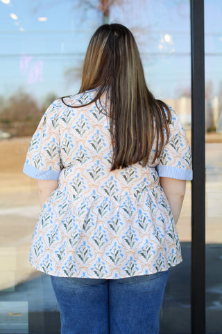 Pin Stripe Floral Top