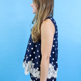 Lace Trim Polka Dot Tank
