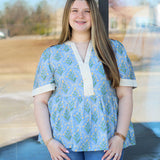 Pin Stripe Floral Top