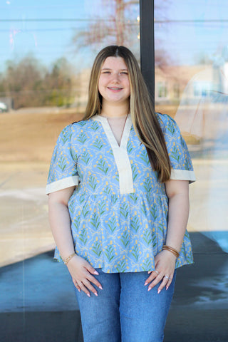 Pin Stripe Floral Top