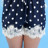 Lace Trim Polka Dot Shorts