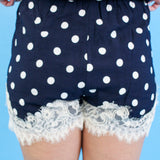 Lace Trim Polka Dot Shorts