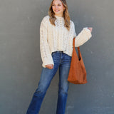 Cropped Knit Button Sweater