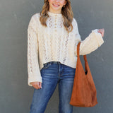 Cropped Knit Button Sweater