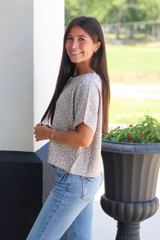 Leopard Button Sweater Top