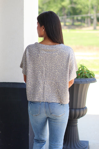 Leopard Button Sweater Top