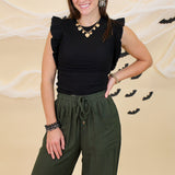 fitted ruffle sleeve top