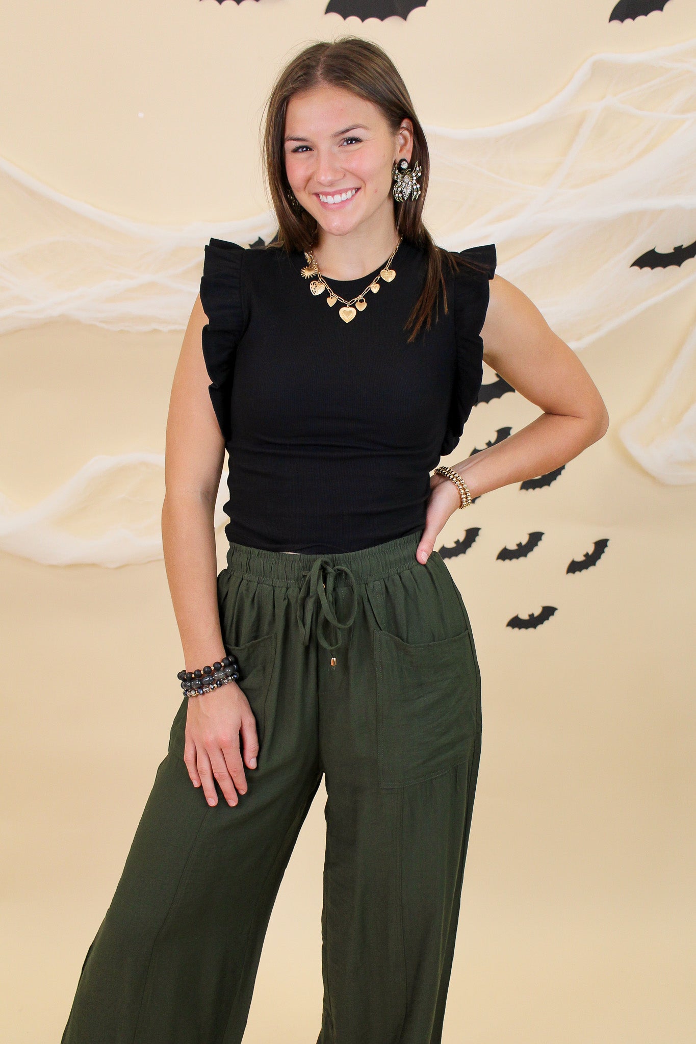 fitted ruffle sleeve top
