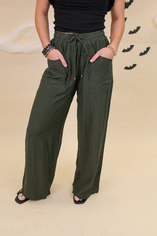 drawstring olive pants