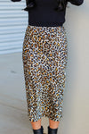 Slit Cheetah Midi Skirt