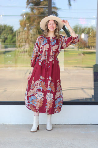 floral tie waist maxi dress
