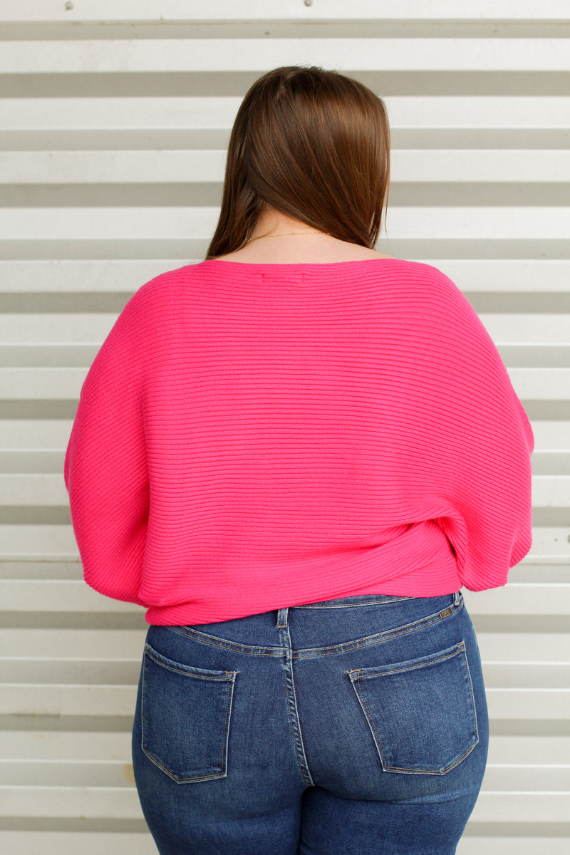 Precious Ribbed Sweater-Hot Pink