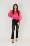 Material Girl Crop Top-Hot Pink