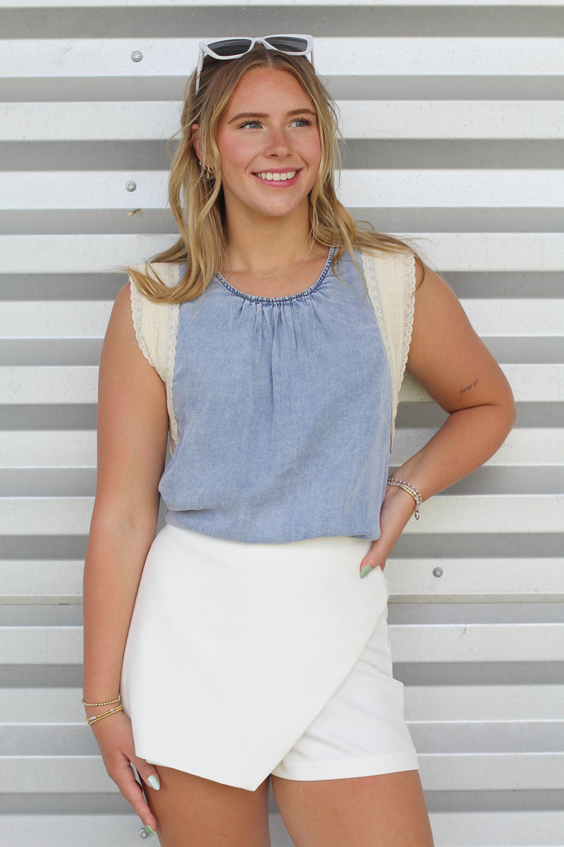 Denim and Lace Top