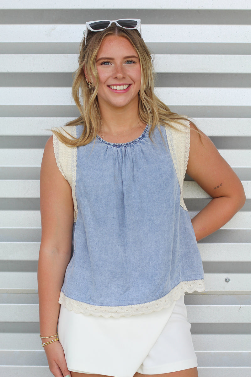 Denim and Lace Top