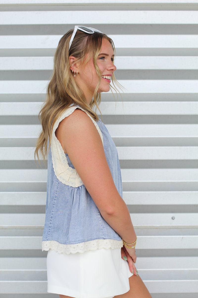 Denim and Lace Top