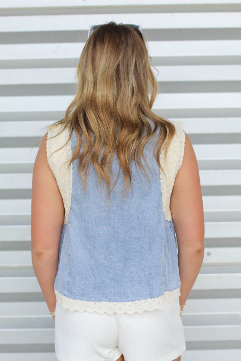Denim and Lace Top