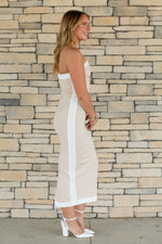 Contrast Strapless Midi Dress