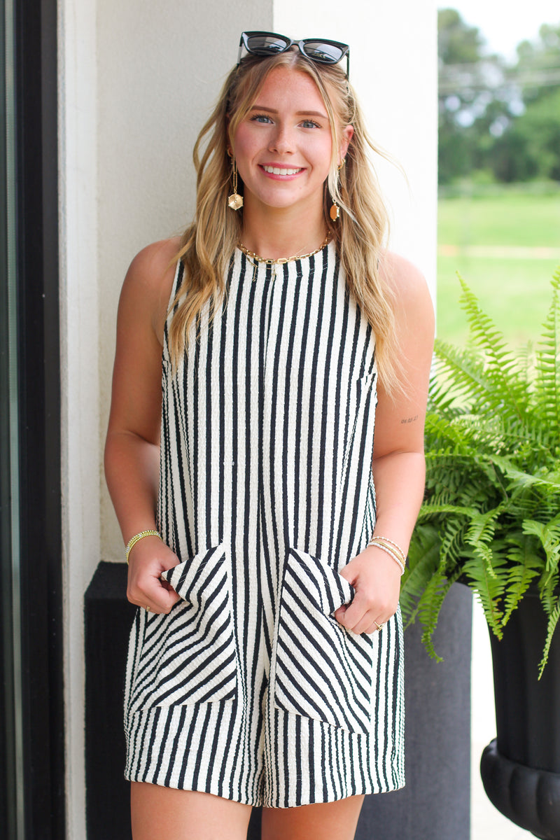 Stripe Sleeveless Romper