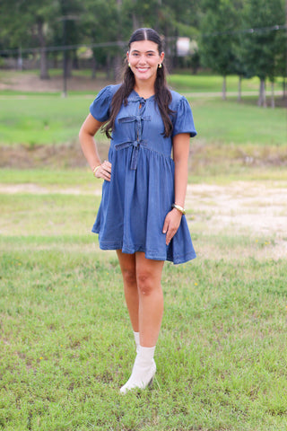 Chambray Bow Dress