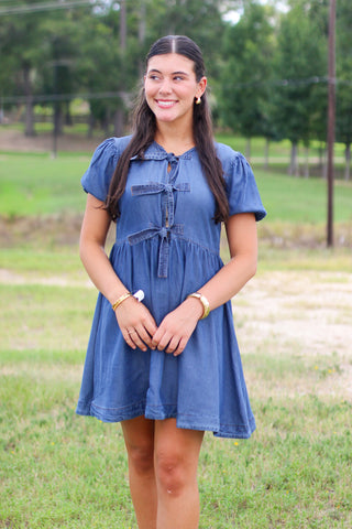 Chambray Bow Dress