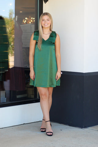 Bow Detail Satin Dress