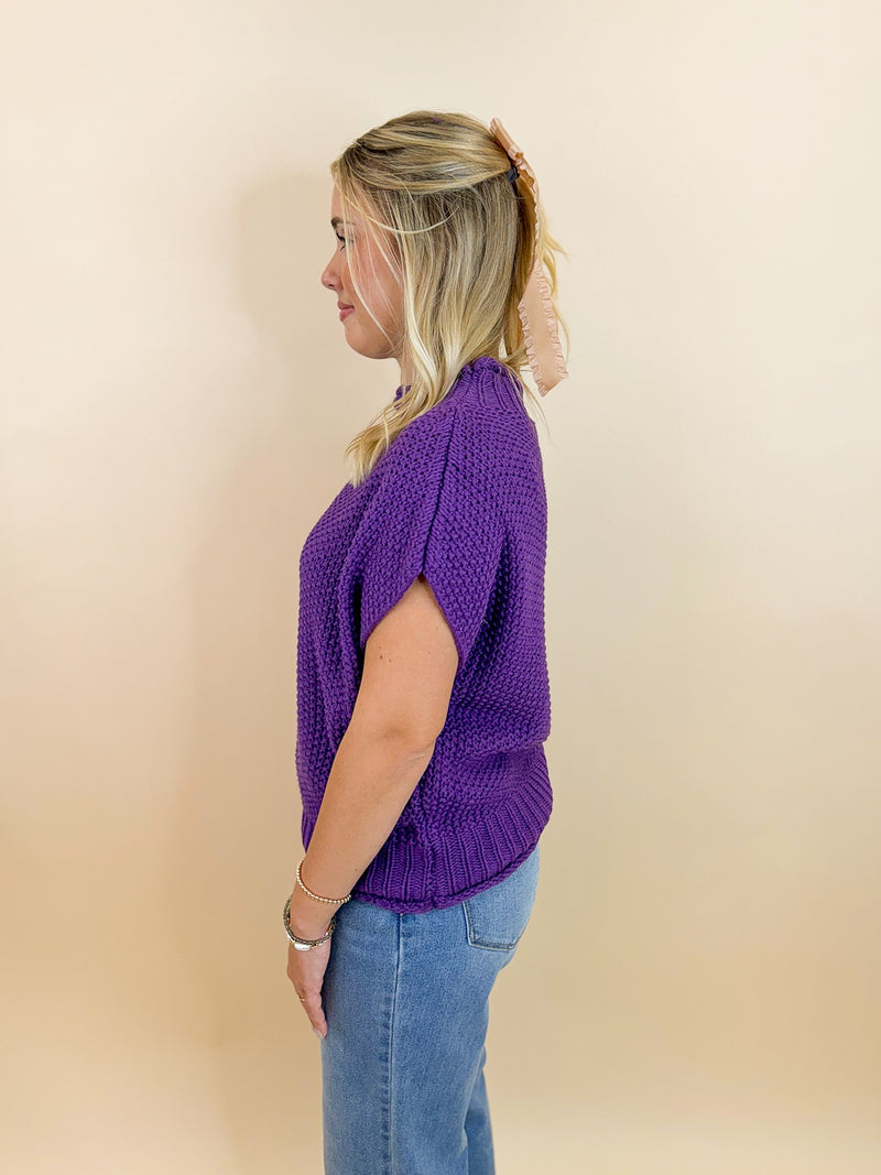 Mock Neck Must Have Sweater-Purple