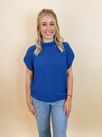 Mock Neck Must Have Sweater-True Blue