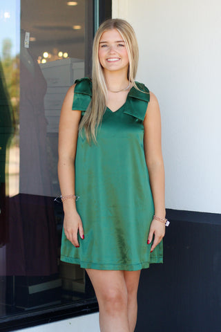 satin dress with bows