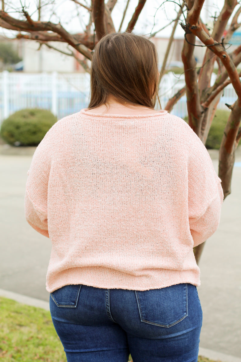 Bell Sleeve Knit Sweater-Light Pink