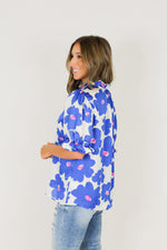 Bloomin and Groovin Top-White/Blue