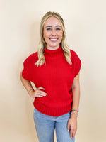 Mock Neck Must Have Sweater-Red