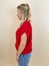 Mock Neck Must Have Sweater-Red