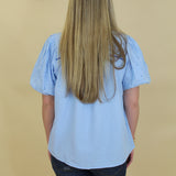Eyelet Contrast Piping Top