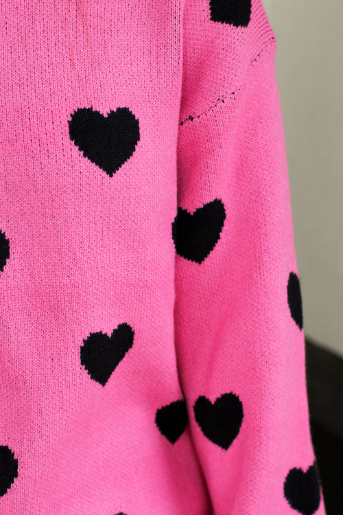 Full of Love Sweater-Pink/Black