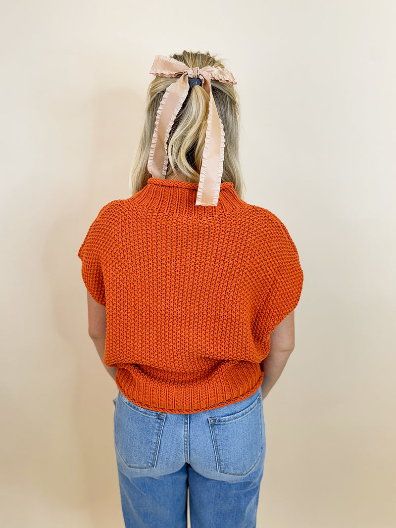 Mock Neck Must Have Sweater-Orange