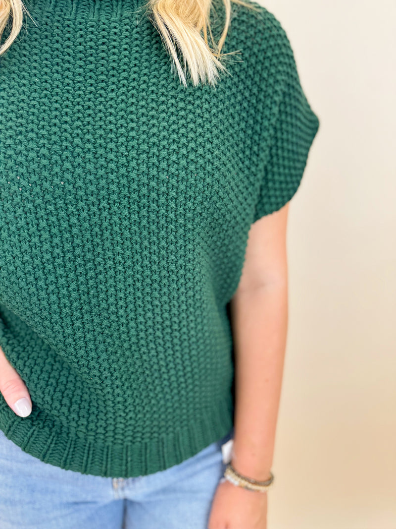 Mock Neck Must Have Sweater-Dark Green