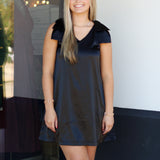 Bow Detail Satin Dress