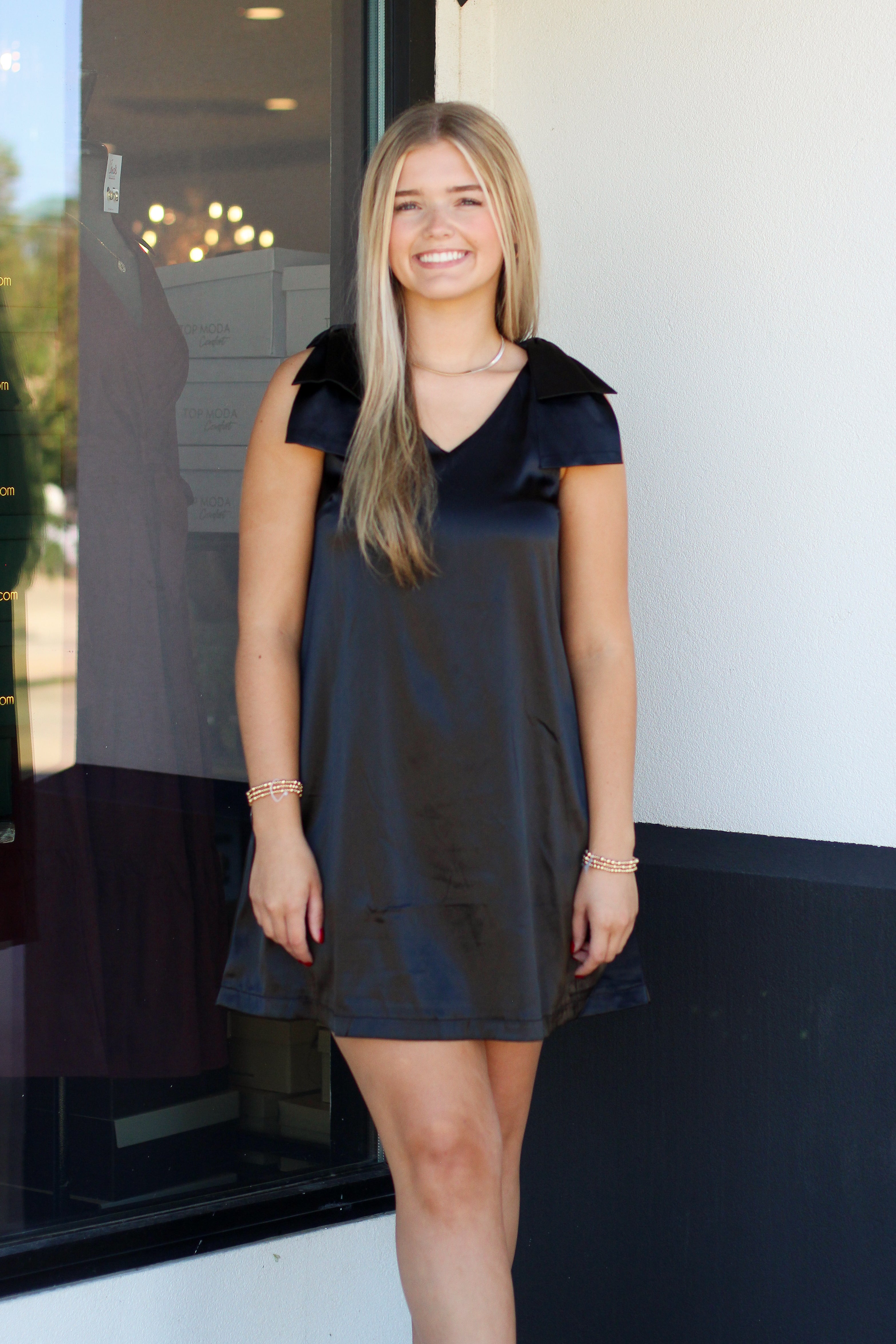 Bow Detail Satin Dress